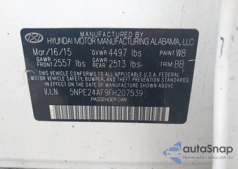 2015 Hyundai Sonata Se из США, поврежденный, VIN 5NPE24AF9FH207539